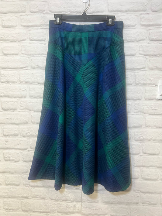 Vintage homemade blue and black plaid midi skirt