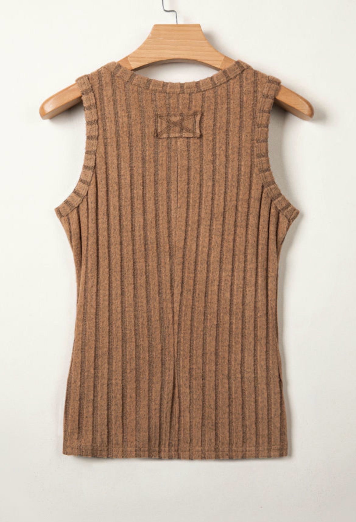 Slim Ribbed Mineral Wash Tank Top - Camel or Bonbon