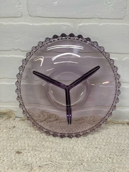 Imperial Glass Amethyst Divided Candlewick Relish Tray