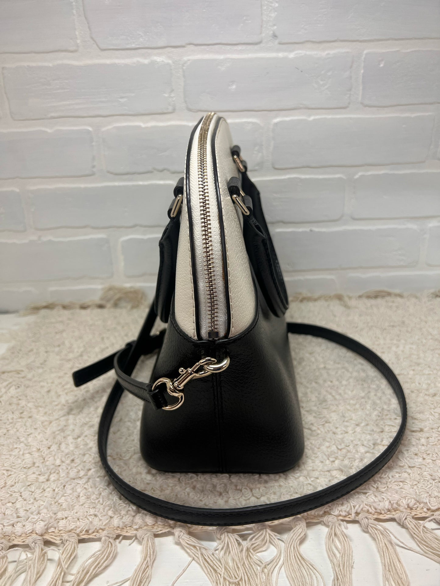Kate Spade Carli Grove Street Satchel – Black & White Leather – Very Good Condition