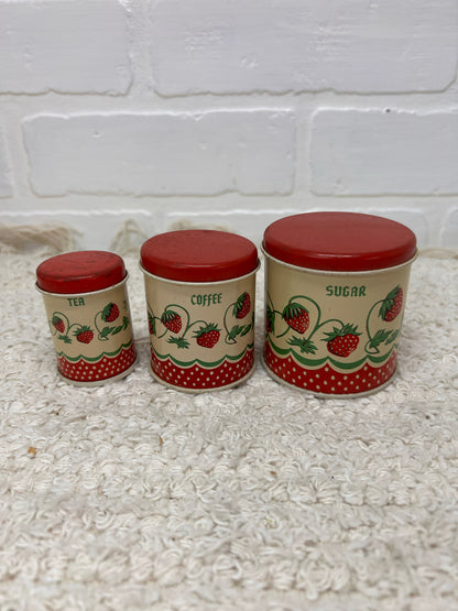 Wolverine 1950's strawberry pattern mini canister set