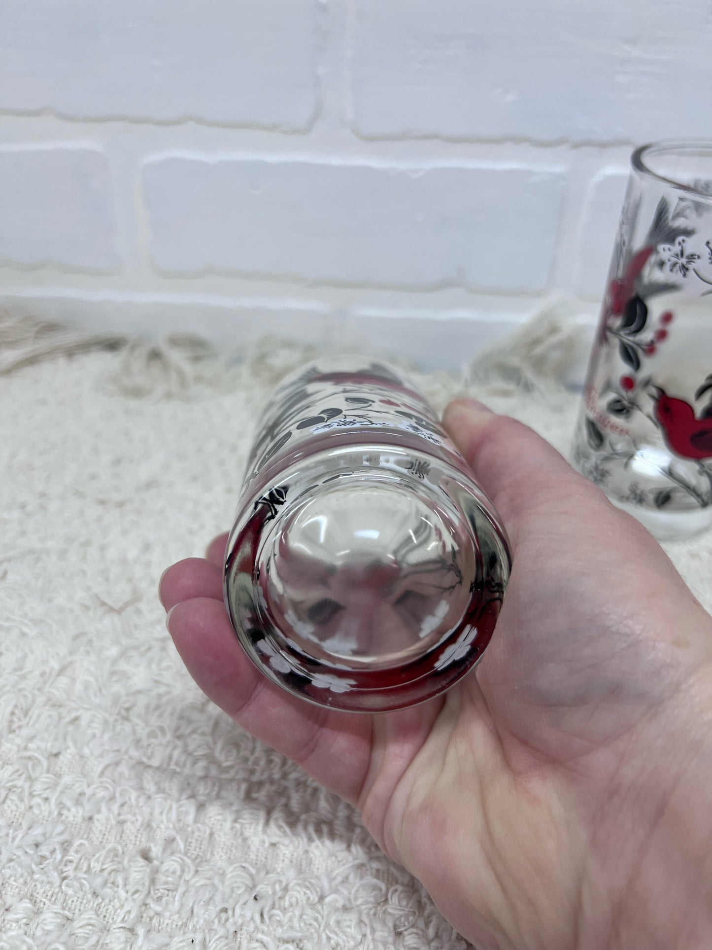 Hazel Atlas Set of 2 Scarlet Tanager Drinking Glass