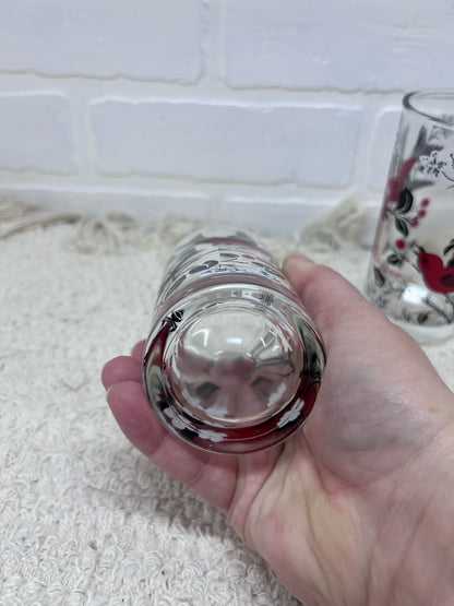 Hazel Atlas Set of 2 Scarlet Tanager Drinking Glass
