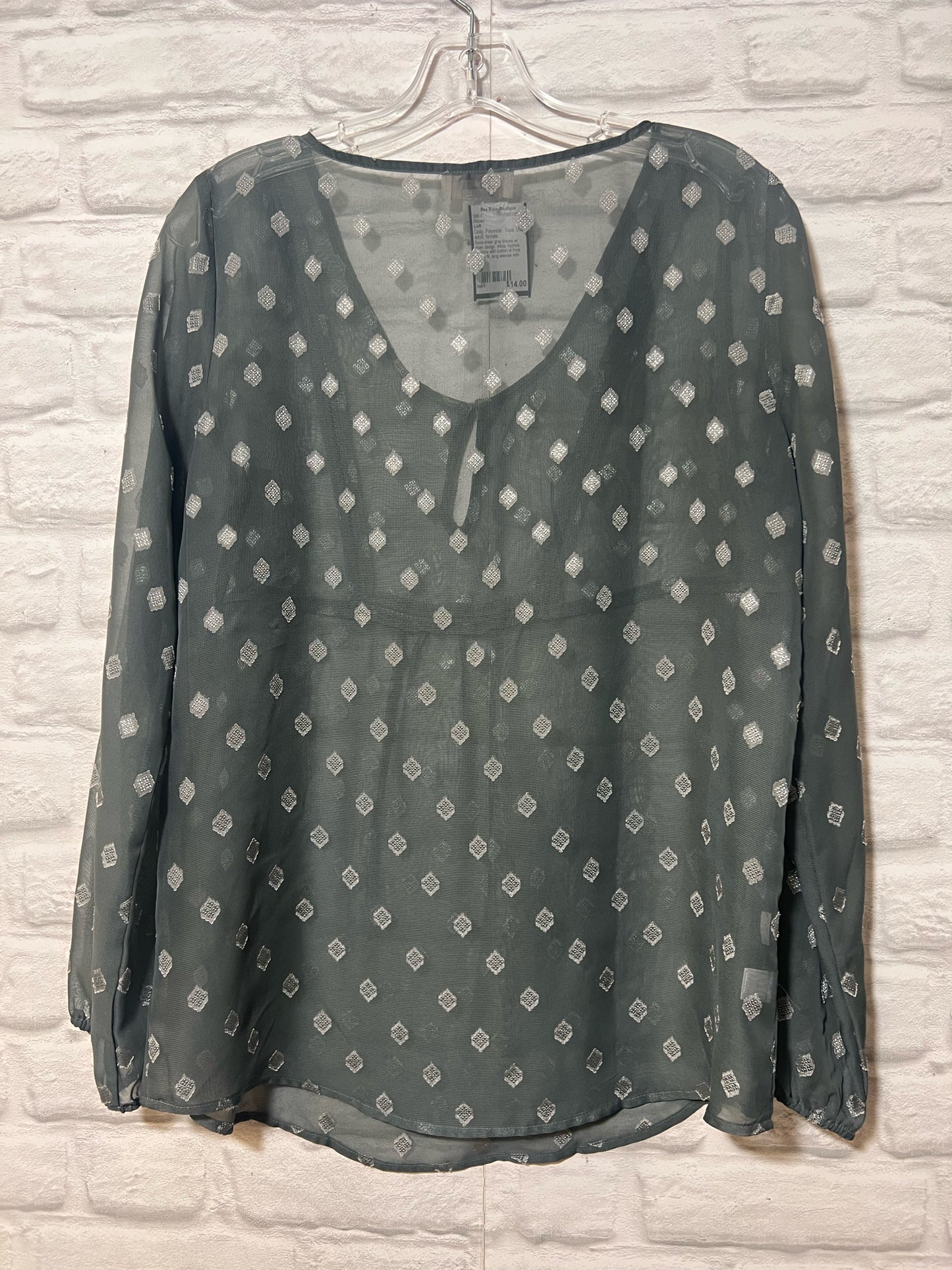 Size S Semi-Sheer Gray & Silver Blouse