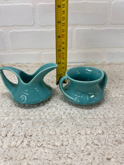 Red Wing Pottery Cream & Sugar Set - Gypsy Trail Turquoise BLue