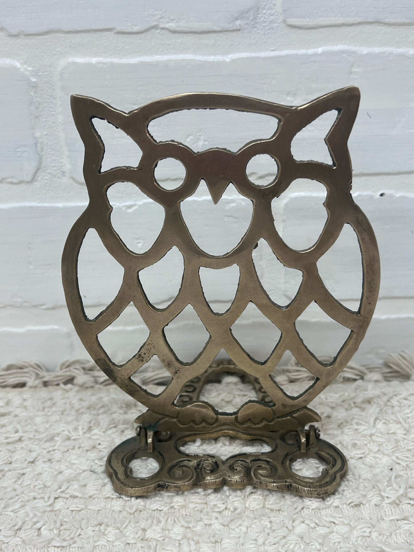 Vintage Brass Owl Folding Book End