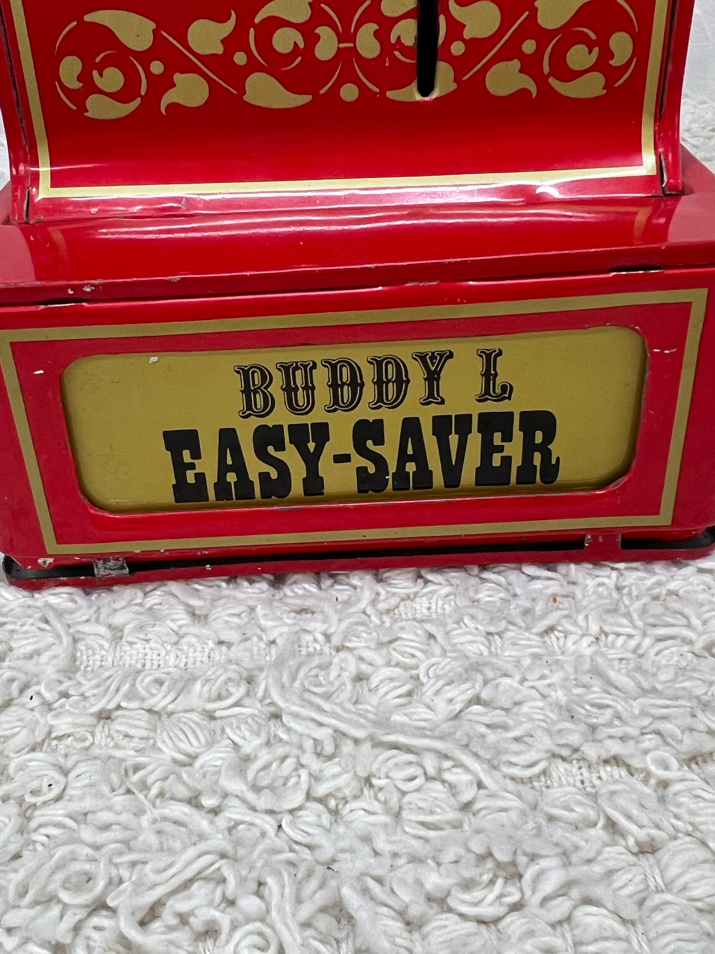 Red Metal. Buddy L Easy-Saver 1970's Cash Register Shaped Coin Bank