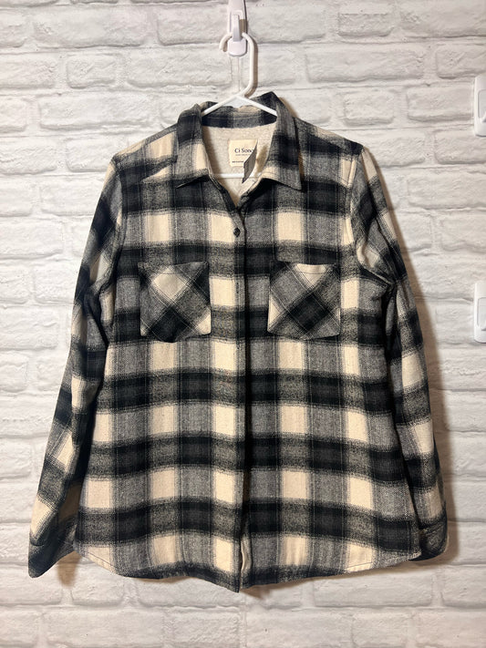 Black Plaid Sherpa Lined Shacket