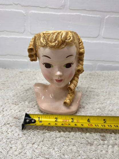 1950's Lady Head Vase Blonde with Sausage Curls