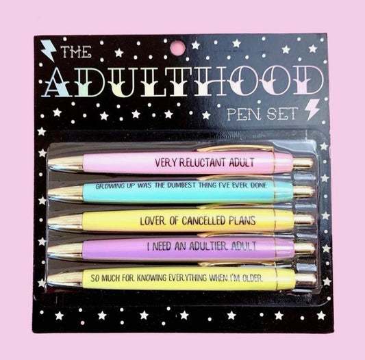Fun Club Pen Set – Set of 5 Funny Ballpoint Pens - Multiple Styles to Choose From!