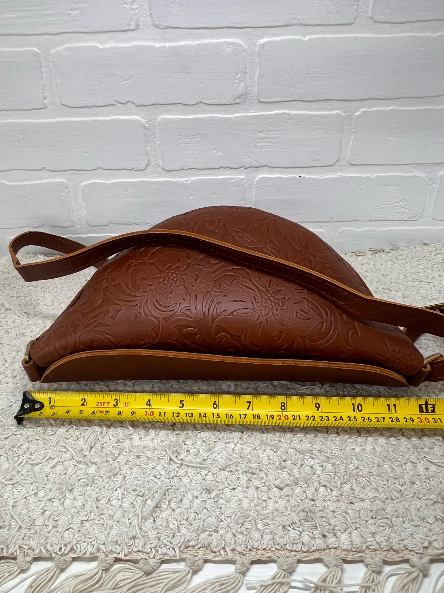 Portland Leather Embossed Floral Leather Crossbody