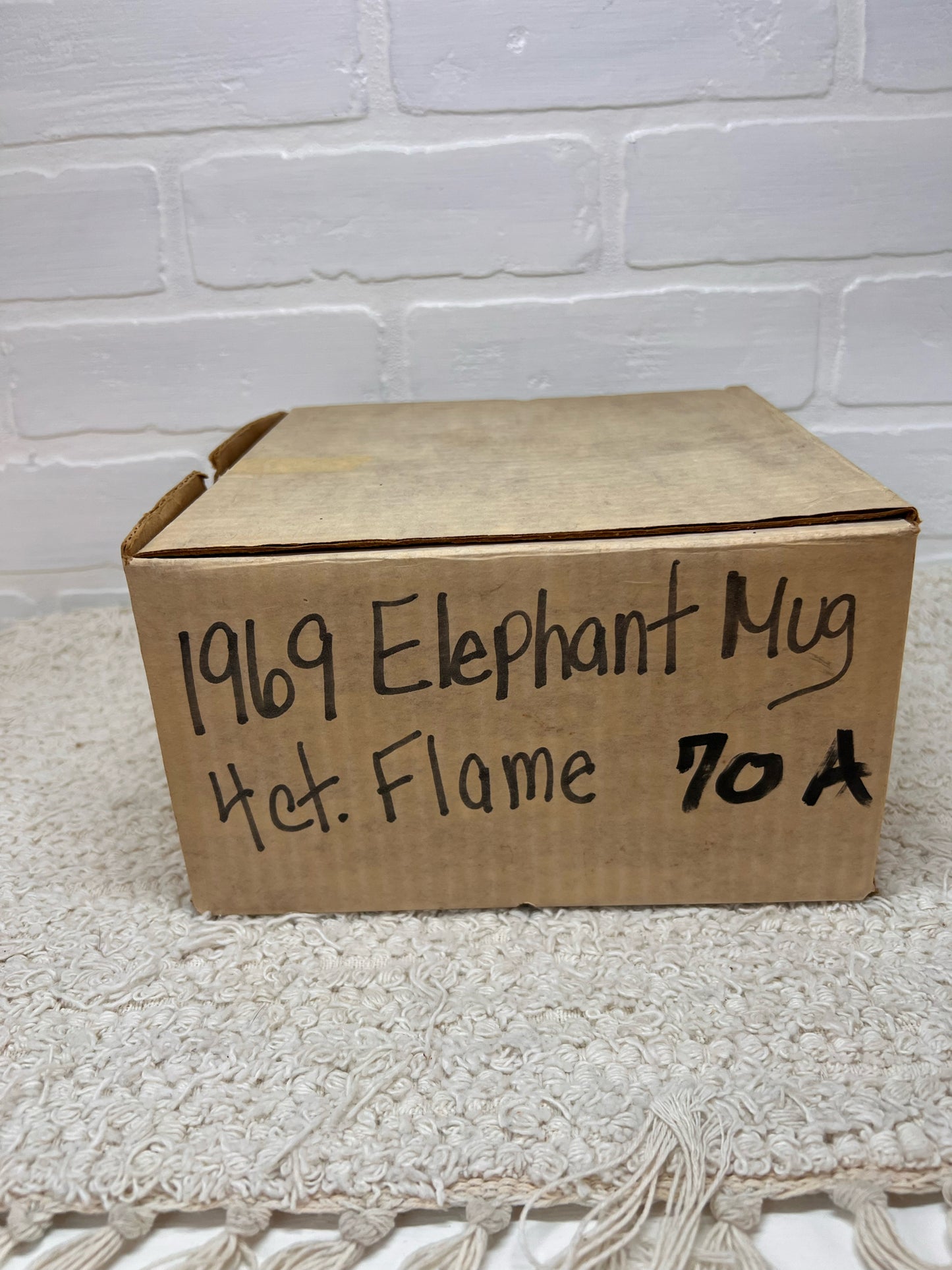 Frankoma Mug Set - 4 Flame Red 1969 GOP Elephant Mugs - New in Box