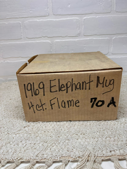 Frankoma Mug Set - 4 Flame Red 1969 GOP Elephant Mugs - New in Box