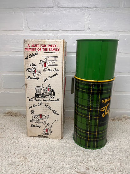 Sportsman Tag-a-long Green Plaid Thermos Container
