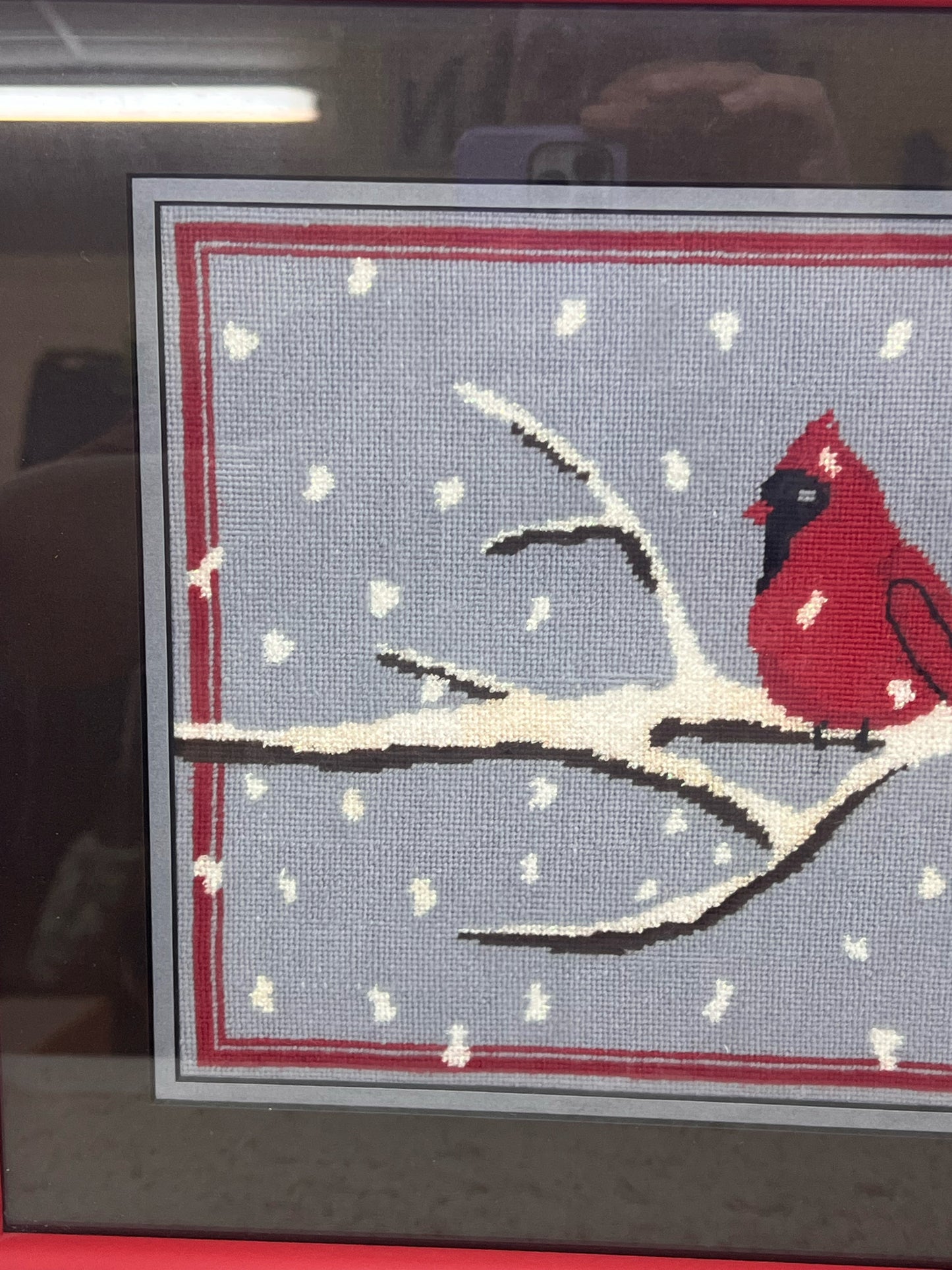 Vintage Framed Winter Cardinal  Piece