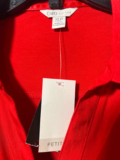 Size Petite XL Cato Red Button Down Shirt NWT