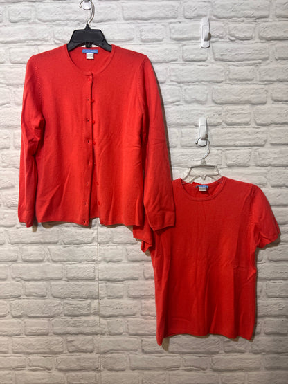 Size L White + Warren Peach Cashmere Sweater Set (2 Piece)