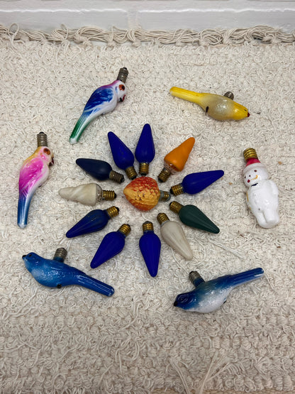 Lot of 18 1940's Christmas Bulbs including 7 Figural Bulbs