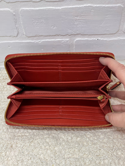 Coach Pleated Front Cognac Colored Leather Wallet