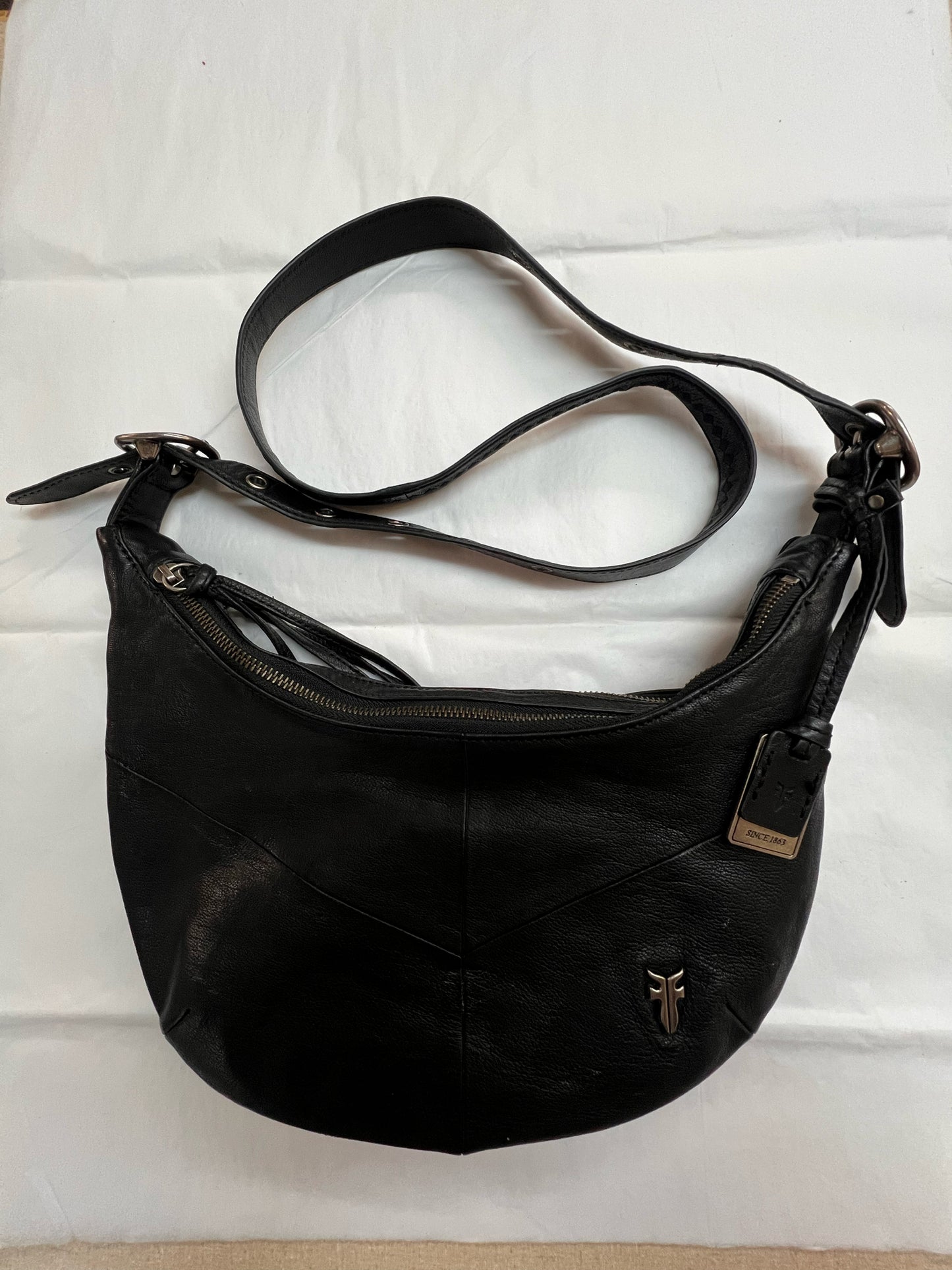 Frye Belle Bohemian Hobo Handback Black Leather