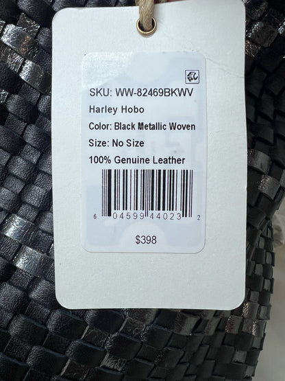 NWT Hobo Harley Hobo Bag in Black & Metallic Woven Leather