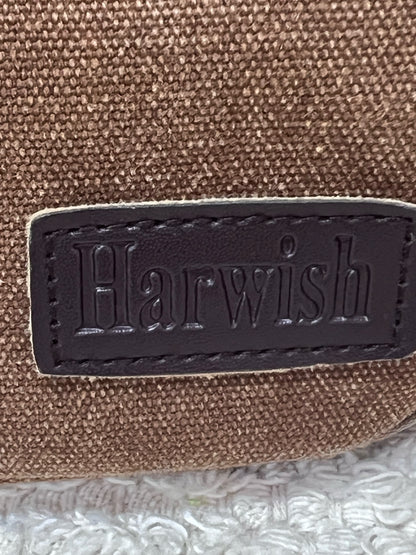 Harwish  Brown Canvas Square Crossbody Bag