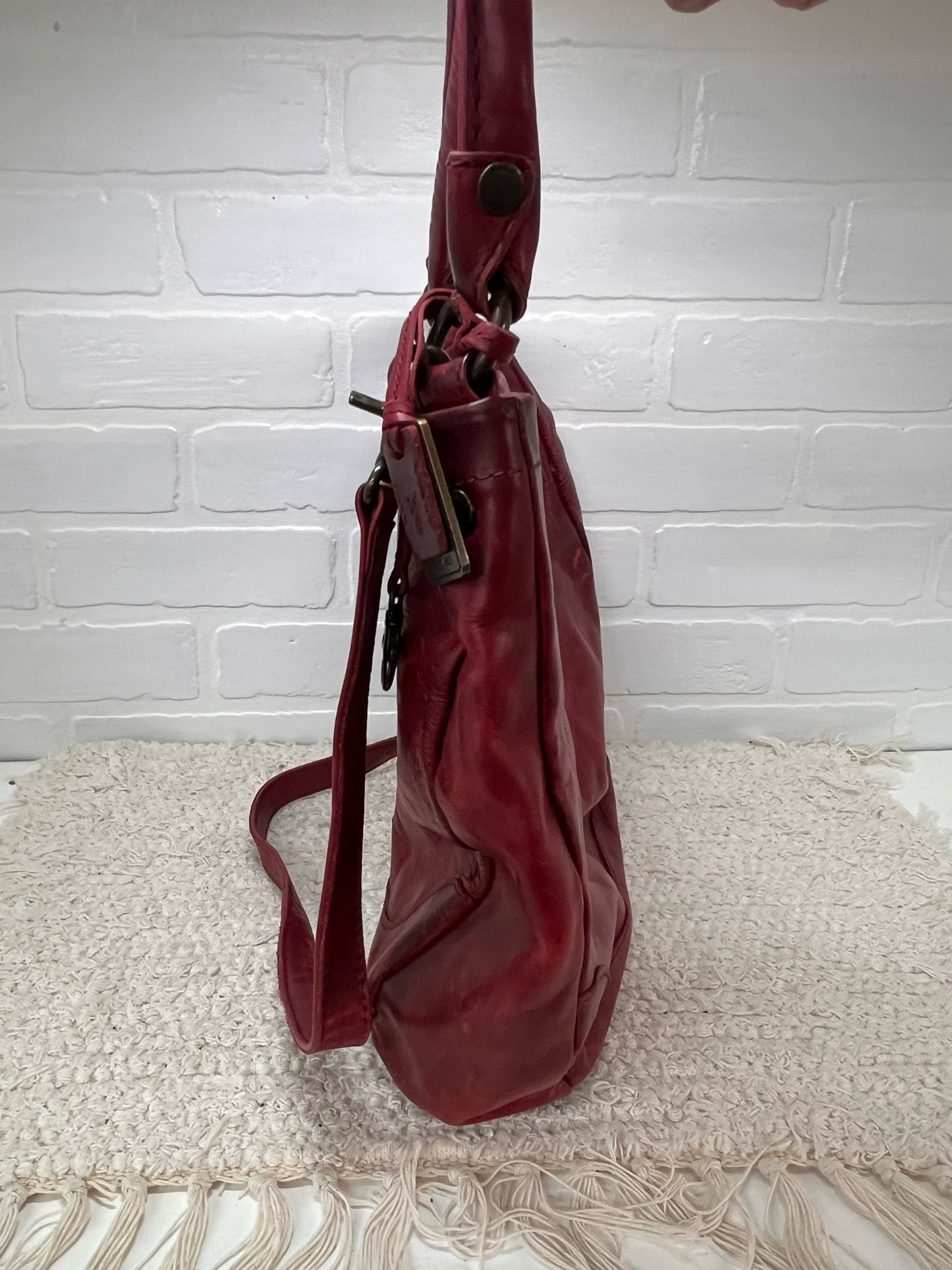 Frye Melissa Hobo Bag in Red Leather