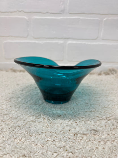 Viking Glass Blunique BonBon Bowl MCM Art Glass