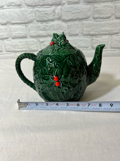 Lefton holly Christmas teapot, vintage