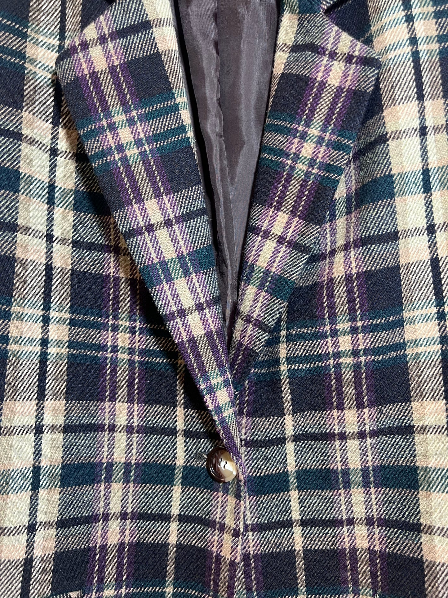 Size 14 P Sag Harbor Brown Muticolor Plaid Wool Blend Blazer