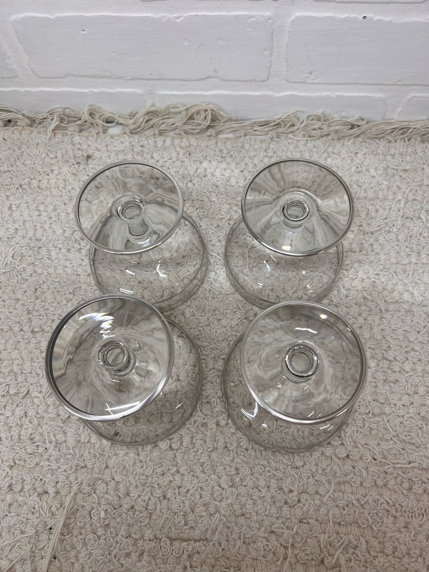 Vintage Art Deco Silver Overlay Sherbet Coupe Glasses Set of 4