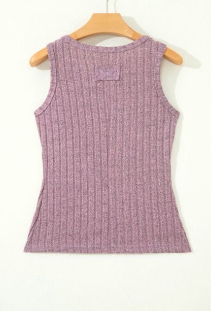Slim Ribbed Mineral Wash Tank Top - Camel or Bonbon