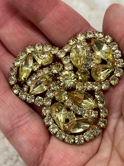 Weiss yellow rhinestone brooch