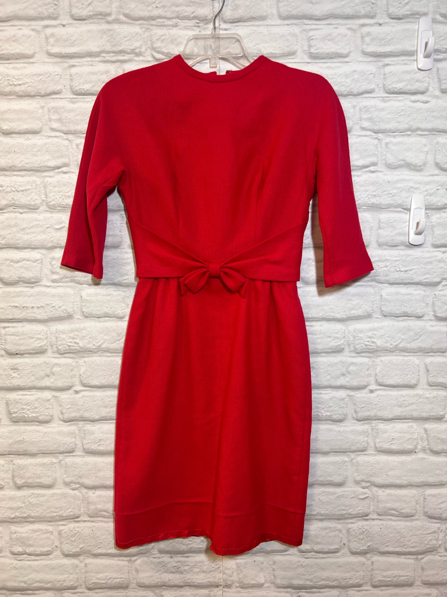 Sears Boucle Knit Hot Pink Vintage Dress
