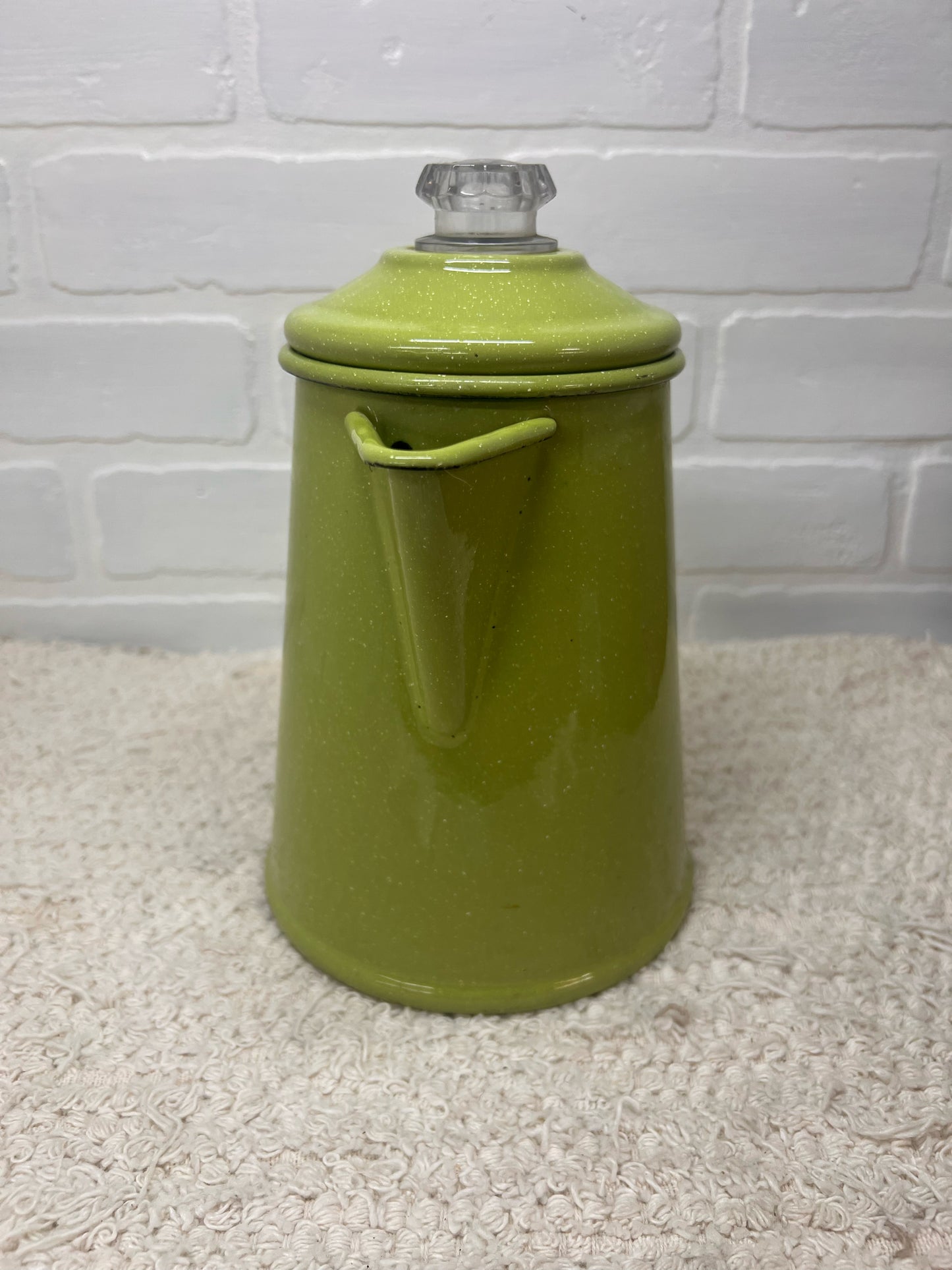 Vintage Green Speckled Enamelware Coffee Pot