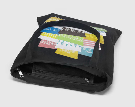 Pyrex-Inspired Zipper Tote Bag — Retro Pocket Tote