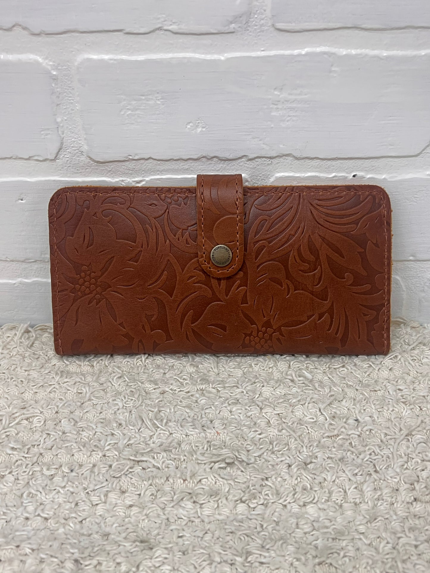 Portland Leather Embossed Cognac Brown Wallet