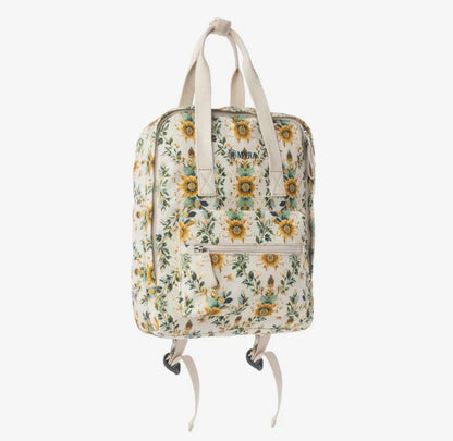 Myra Bag Meadow Cotton & Leather Backpack Bag  in Mustard/Cream