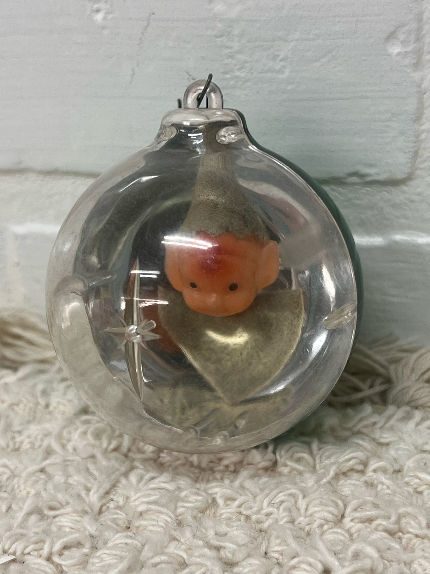 Vintage JewelBrite Elf Diorama Ornament