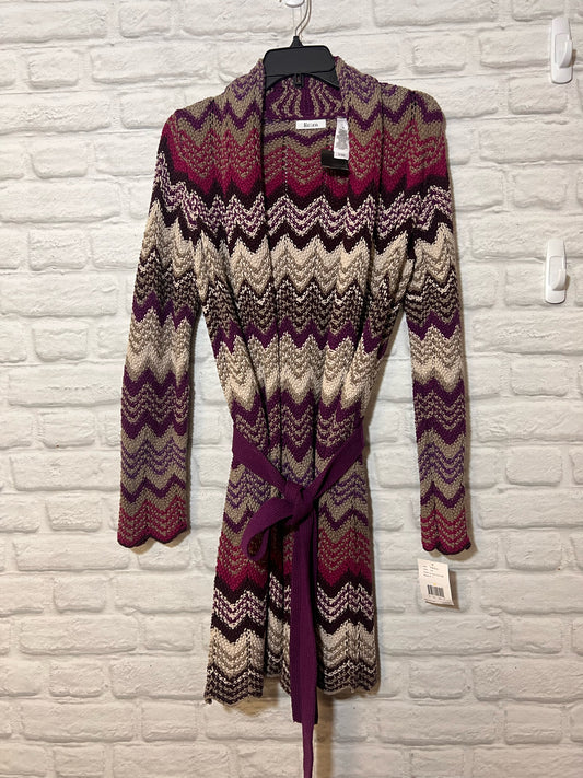 Size M Liz & Co Purple Chevron Multicolor Knit Cardigan NWT
