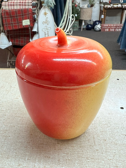 Hazel Atlas apple shaped lidded jam jar