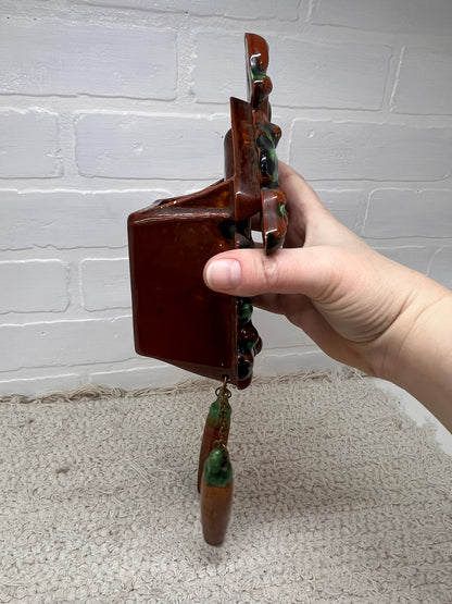 Vintage Ceramic Wall Pocket - Cuckoo Clock with Squirrel