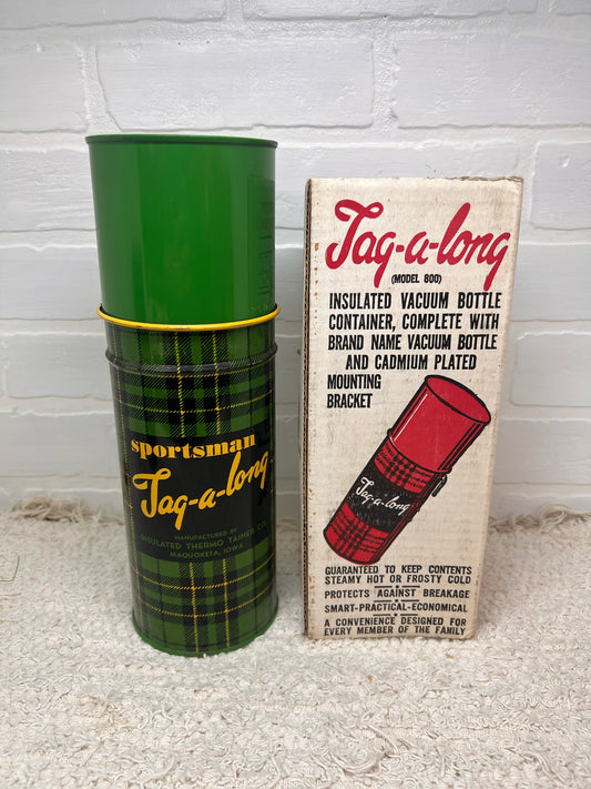 Sportsman Tag-a-long Green Plaid Thermos Container