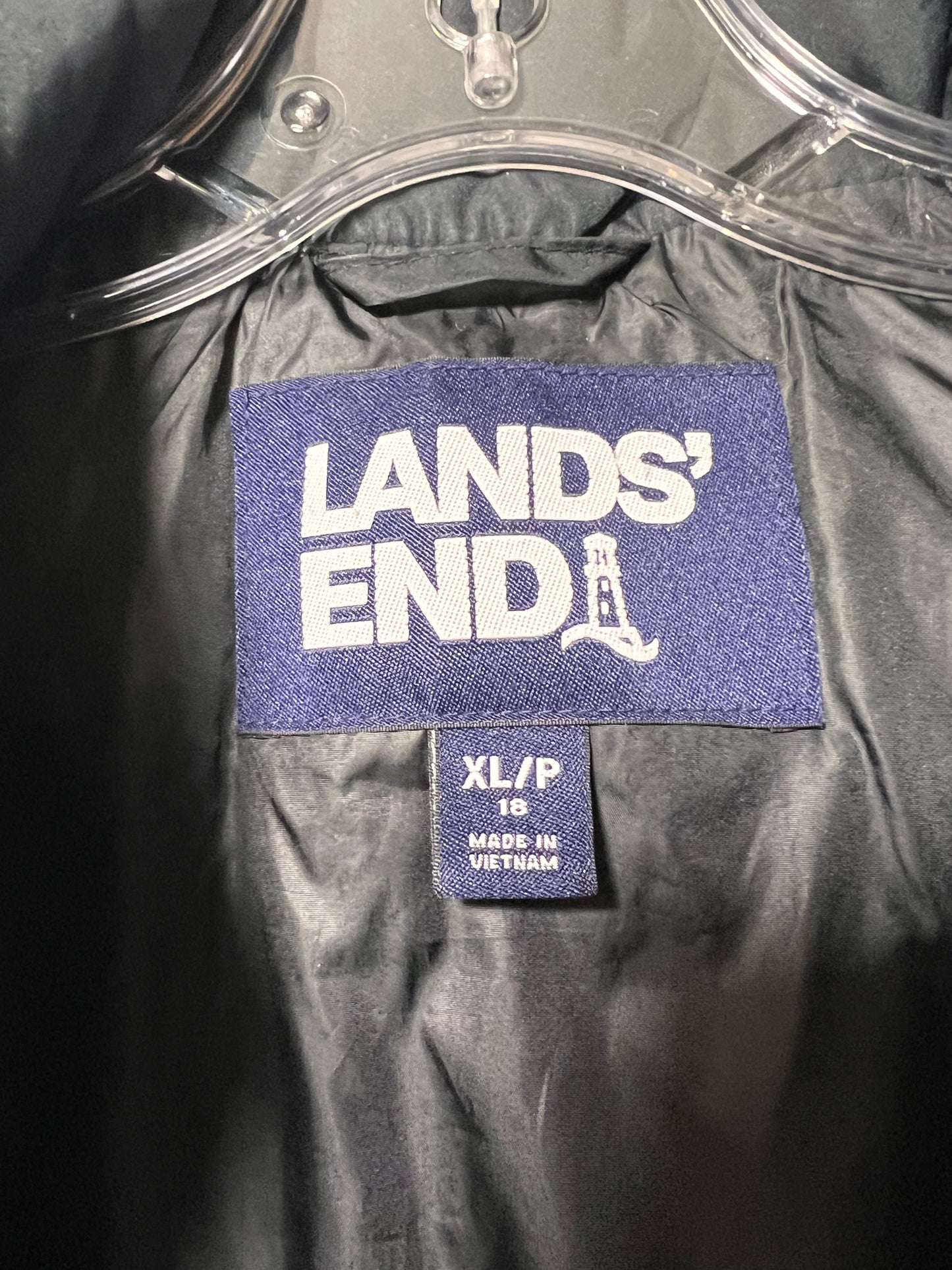 Size XL Petite Land's End  Black Down Filled Quilted Vest