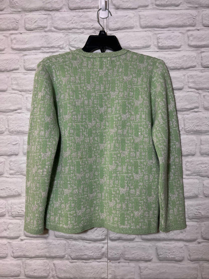 Size M Sally Gee Vintage Mint Green Cardigan with Metallic Detail