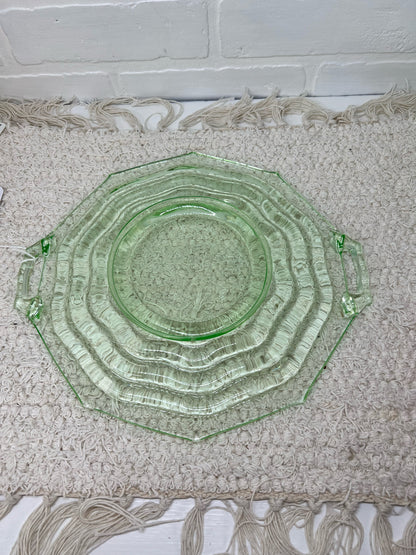 Jenkins Glass ocean wave uranium glass platter