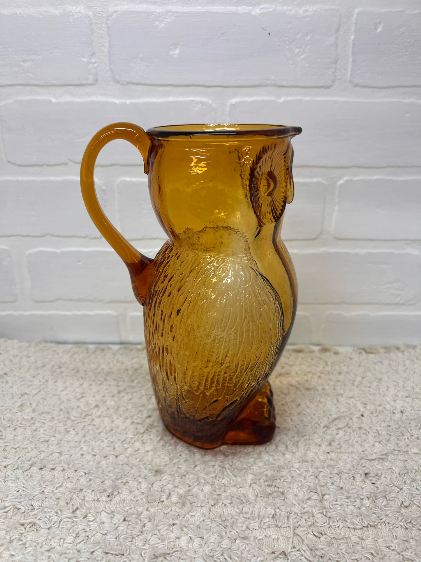 Kanawha MCM Amber Glass Owl Pitcher