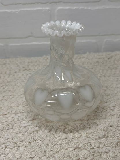 Fenton White Optic Heart Vase