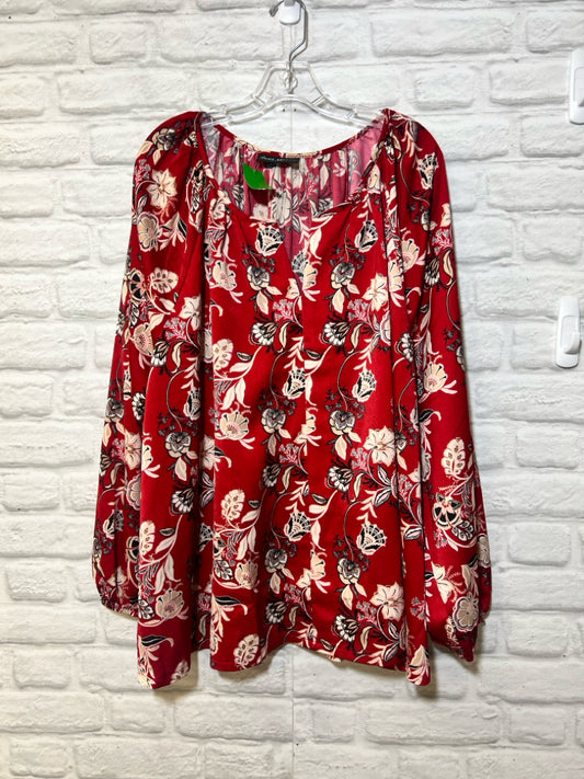 Size 26/28 Lane Bryant red floral blouse