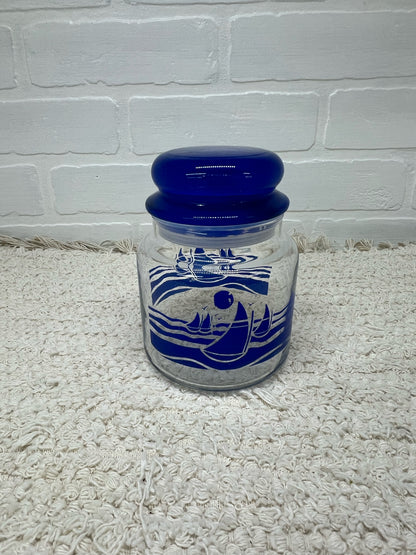 Vintage 80's sailboats stoppered jar
